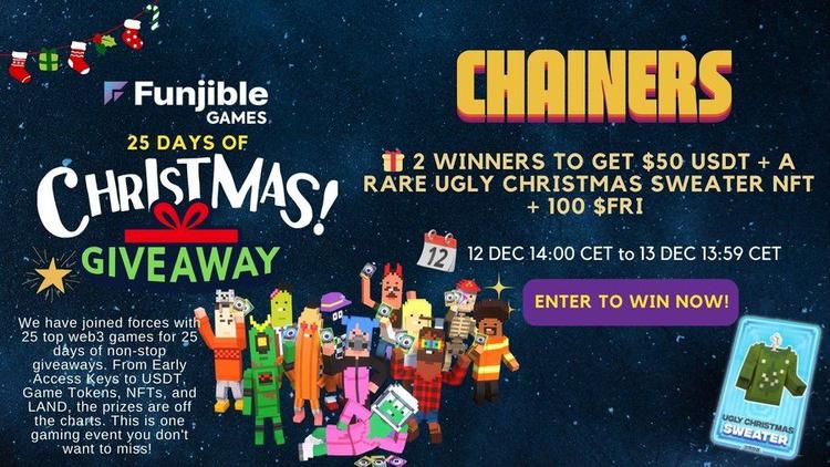 airdrops for Funjible Games X Chainers Christmas Advent Calender Giveaway