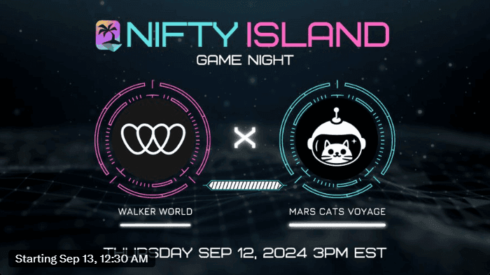 airdrops for Game Night, together with MarsCatsVoyage on Walker World Island x Nifty_Island  