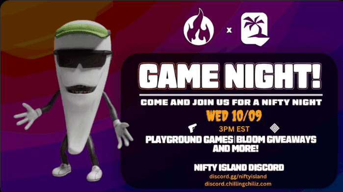 airdrops for r Chilling Chiliz x Nifty Island GAME NIGHT 4