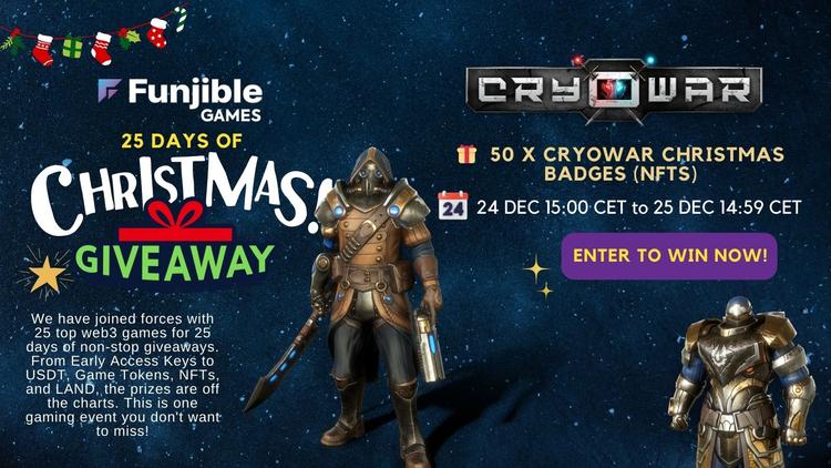 airdrops for Funjible Games X Cryowar Christmas Advent Calender Giveaway