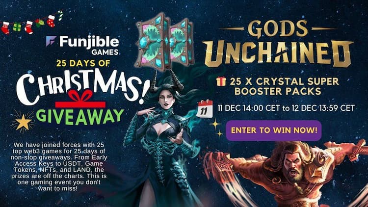 airdrops for Funjible Games X Gods Unchained Christmas Advent Calender Giveaway