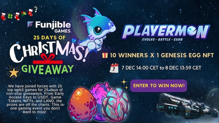 airdrops for Funjible Games X Playermon Christmas Advent Calender Giveaway